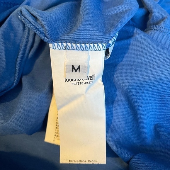 Roberto Cavalli Men's Royal Blue Medium Graphic Print Crewneck T-Shirt - Picture 9 of 11